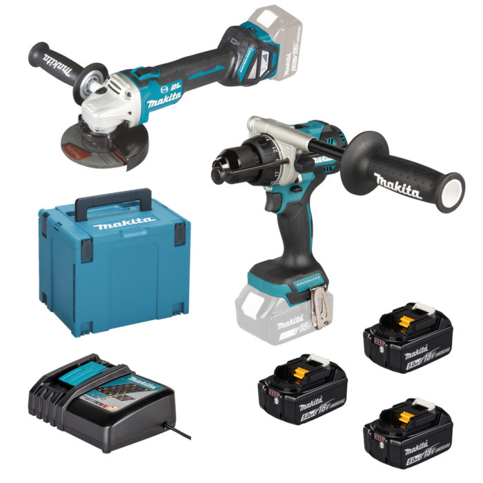 Makita Set perceuse-frappeuse  + meuleuse angulaire